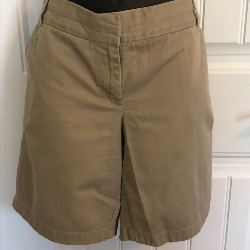 Khaki colored chino shorts